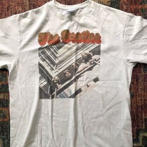 Oversized graphic Beatles glitter writing tee